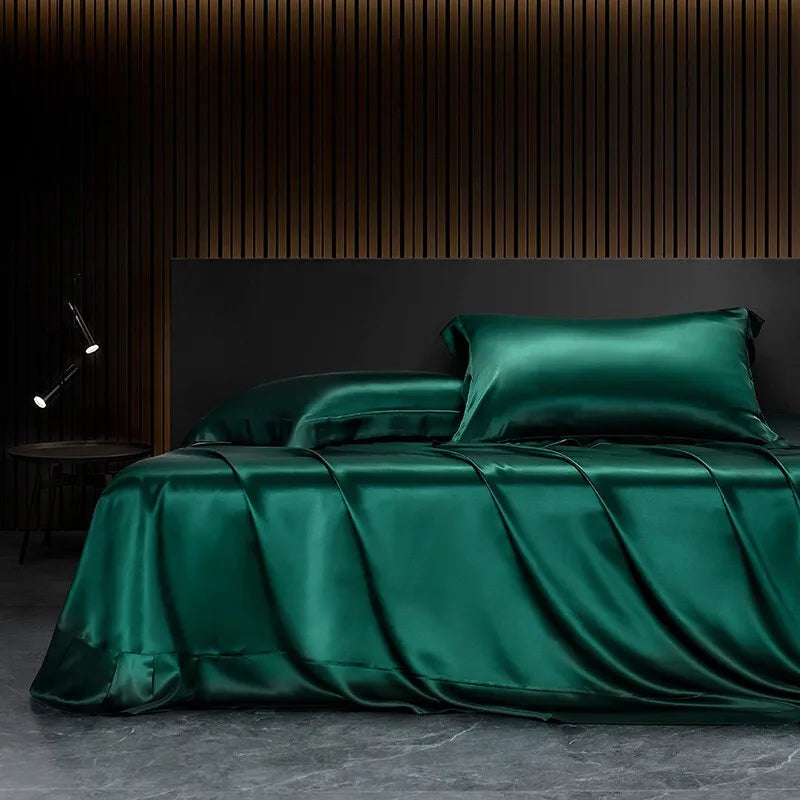 Solid silk bedding set with duvet cover, fitted sheet, pillowcases, and bedspreads for single or double beds by ๐๐ ๐๐๐ ๐น๐๐๐๐ ๏ฟฝ
