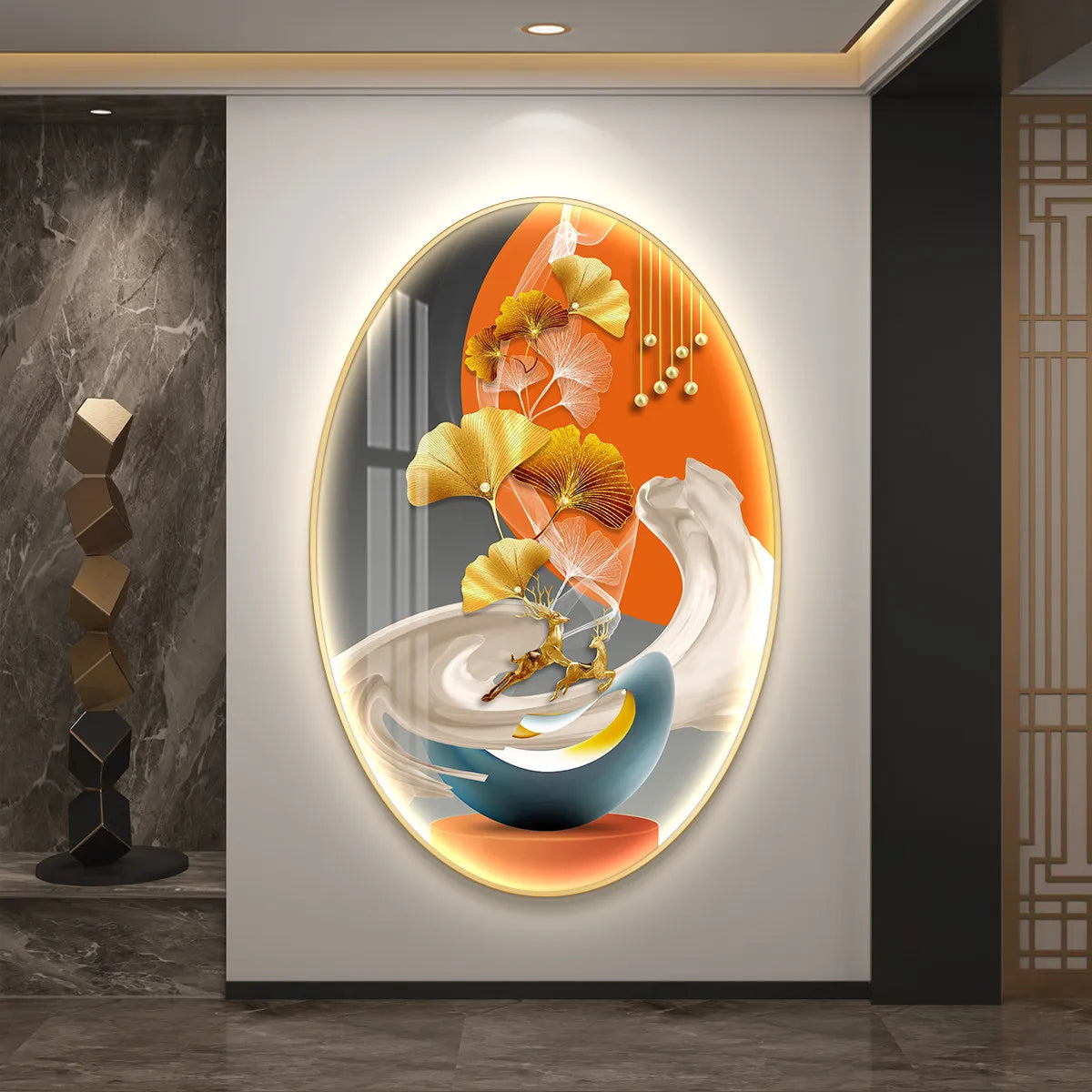 Light Luxury Wall Art Nine Fish Picture Entrance Wall Decor Aesthetic High End Living Room Corridor Luminous LED Light Painting - ๐๐ฎ ๐๐๐ ๐น๐๐๐๐ ๐ป๐๐๐๐ ๐๐