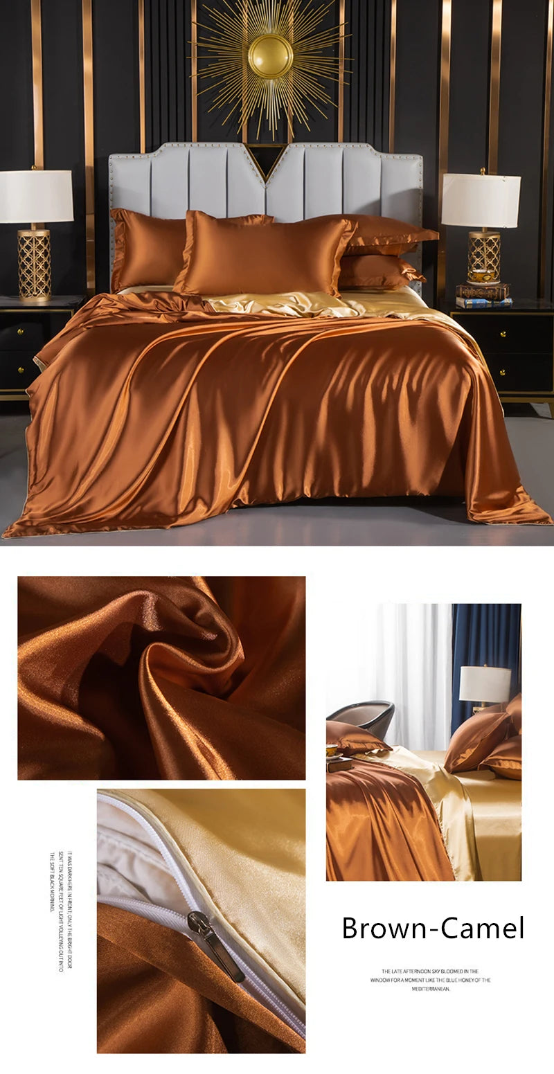 Luxury silk bedding set with duvet cover, fitted sheet, flat sheet, and pillowcases from ๐๐ ๐๐๐ ๐น๐๐๐๐ ๐ป๐๏ฟฝ