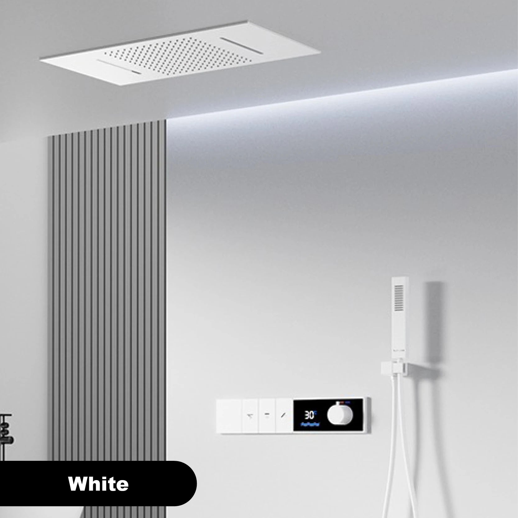 Luxury brass shower system with LED display, three spray modes, ceiling waterfall outlet, bath mixer from šš ššš š¹šššš š»šļæ½