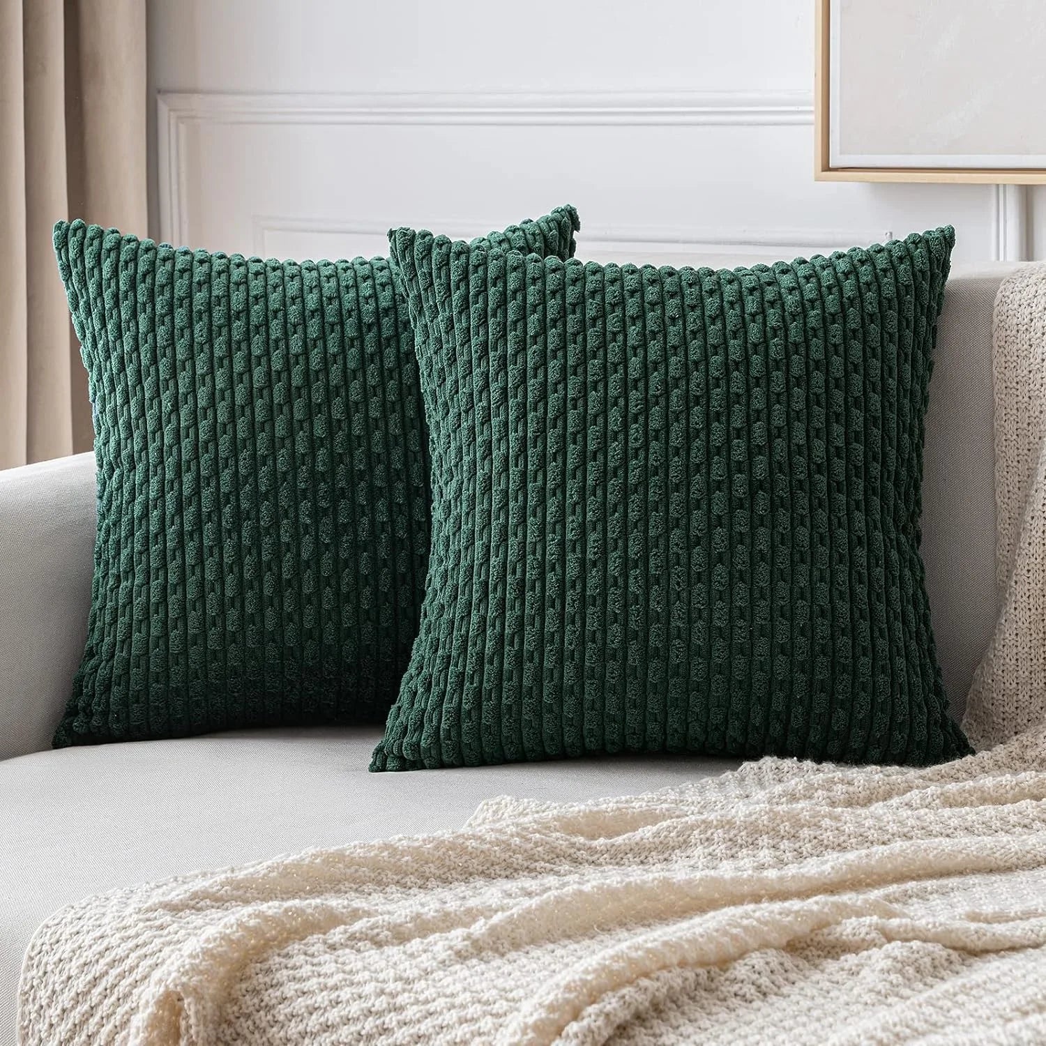Dark green 16x16 inch corduroy throw pillow cover from 𝕄𝕔 𝕋𝕙𝕖 𝔹𝕝𝕒𝕔𝕜 𝔻𝕚𝕒𝕞