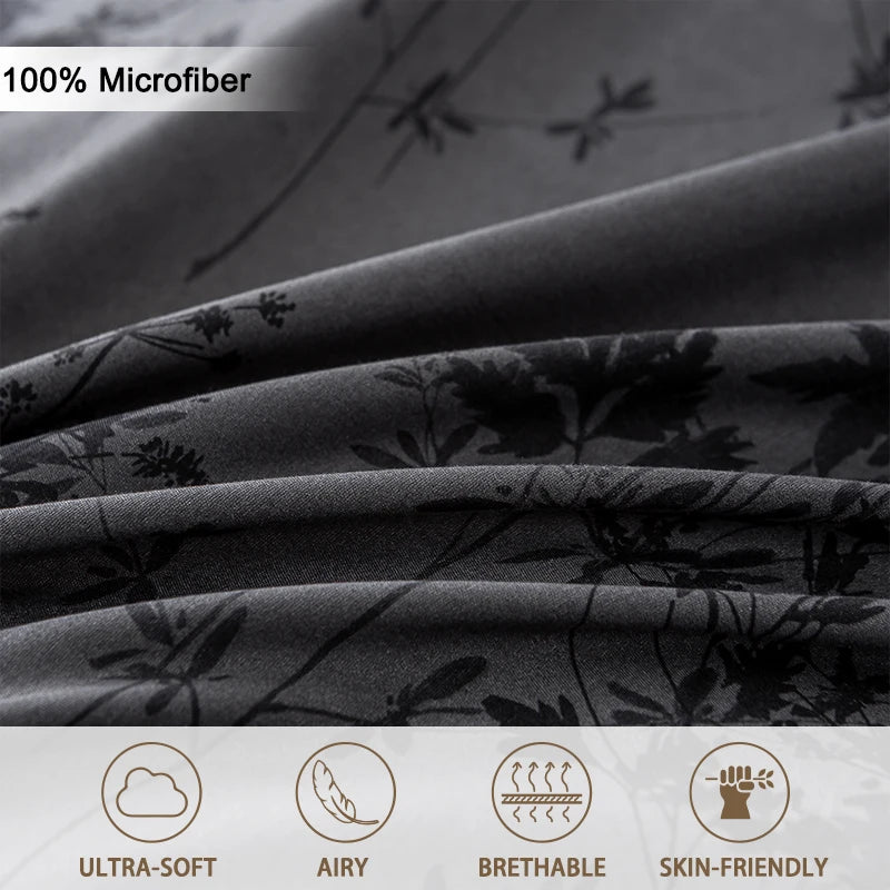 Three-piece Zhusheng Kongye pattern print duvet cover set by Mc The Black Diamonds featuring intricate bed sheets design.