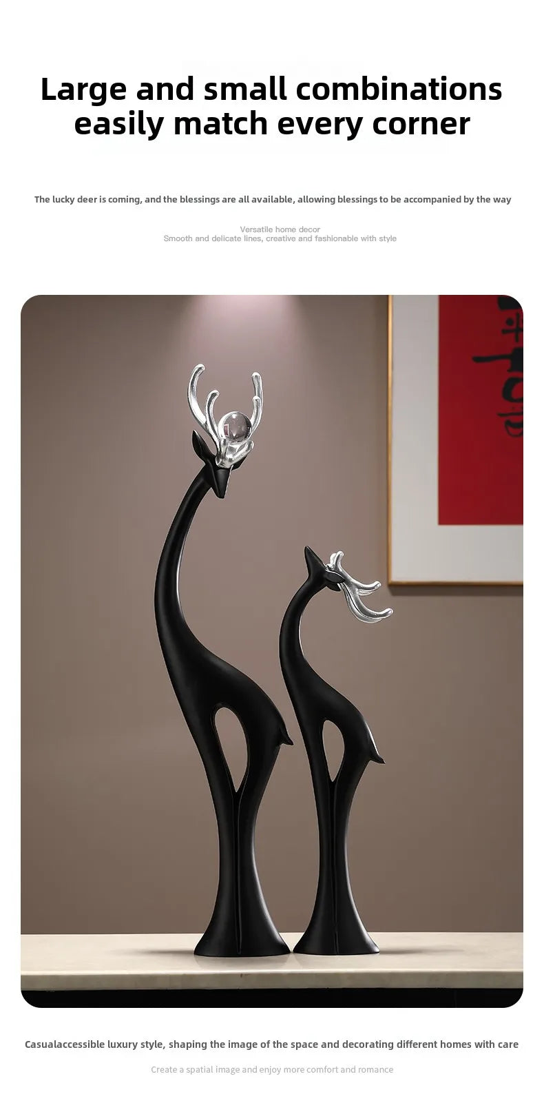 Modern Simple Home Decor Couple Deer Figurine Ornament Light Luxury Living Room TV Cabinet Entrance Desk Decoration Wedding Gift - ๐๐ฎ ๐๐๐ ๐น๐๐๐๐ ๐ป๐๐๐๐ ๐๐