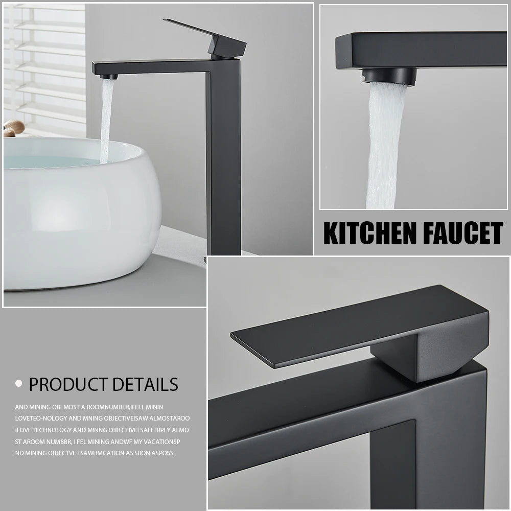 Matte Black Bathroom Basin Faucet Stainless Steel Cold Hot Mixer Deck Mounted Sink Mixer Tap Bathroom Crane Waterfall Tapware - https://mohammadcollection.com