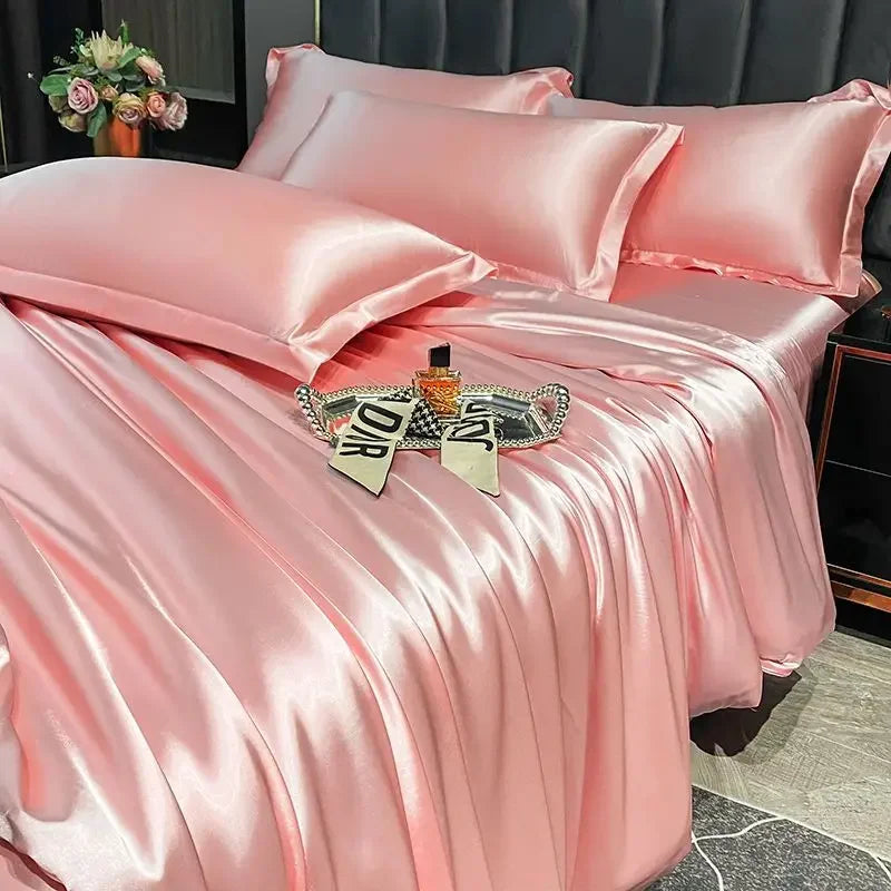 Luxury MC THE BLACK DIAMOND bedsheet with matching pillowcases for single or double beds, featuring elegant, soft fabric.