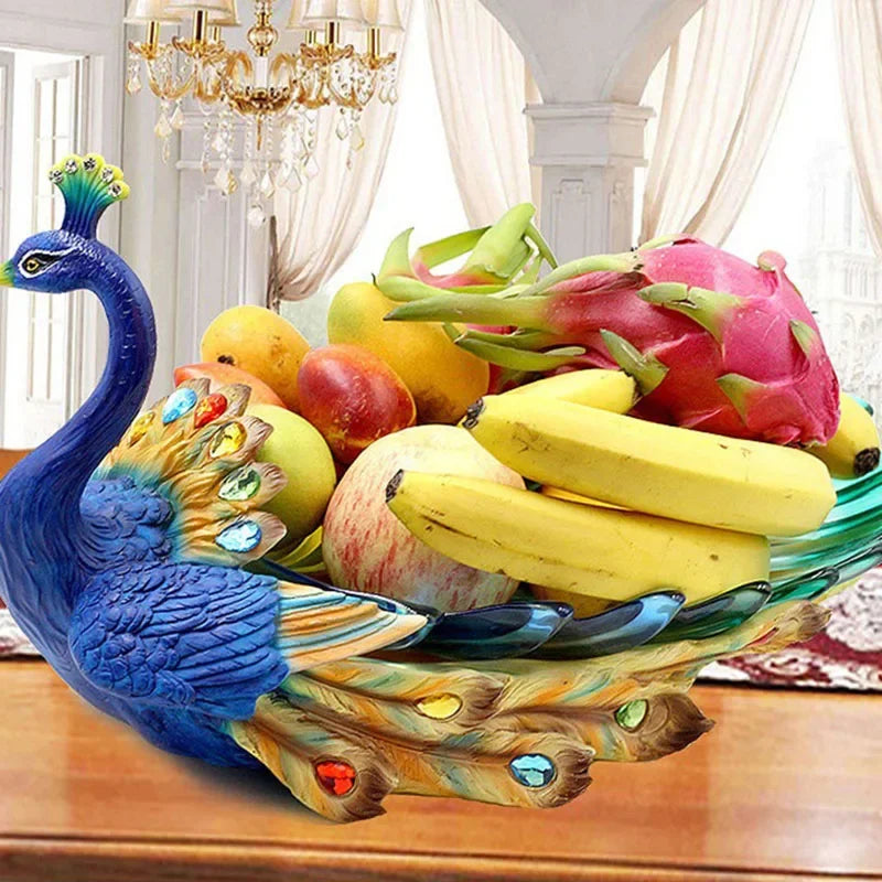 European style peacock fruit candy plate by MC THE BLACK DIAMOND, decorative ceramic tray with peacock design for dry fruits and snacks.