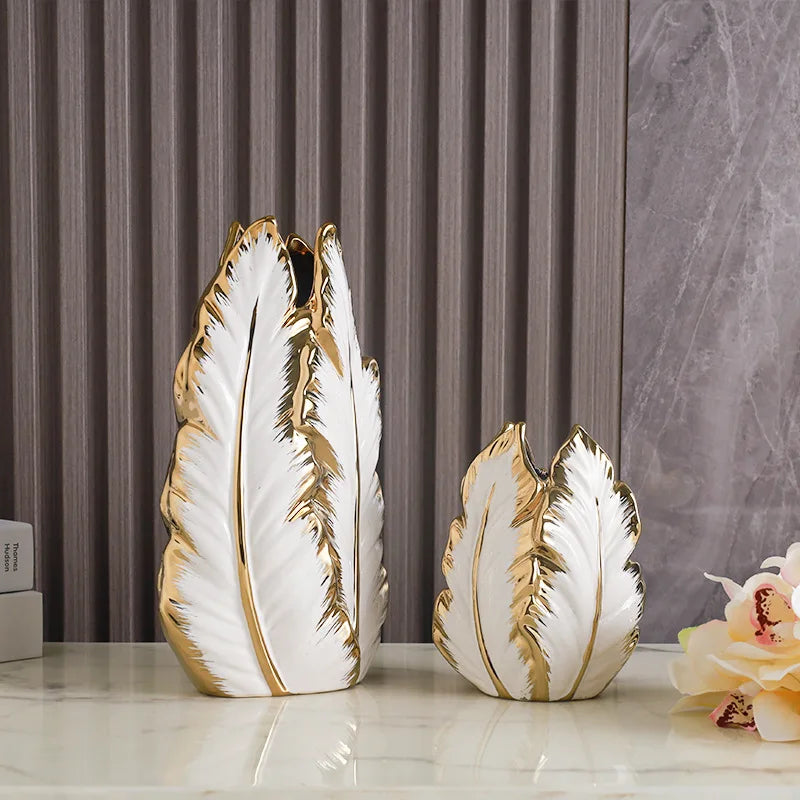 Nordic light luxury gold-painted ceramic vase by MC THE BLACK DIAMOND, ideal for living room, porch, or TV cabinet decor.