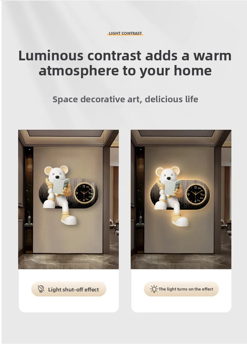 Creative Living Room Decoration Wall Clock Modern Design Cartoon Bear LED Clock Wall Painting Children Room Clock Luminous Mute - ๐๐ฎ ๐๐๐ ๐น๐๐๐๐ ๐ป๐๐๐๐ ๐๐