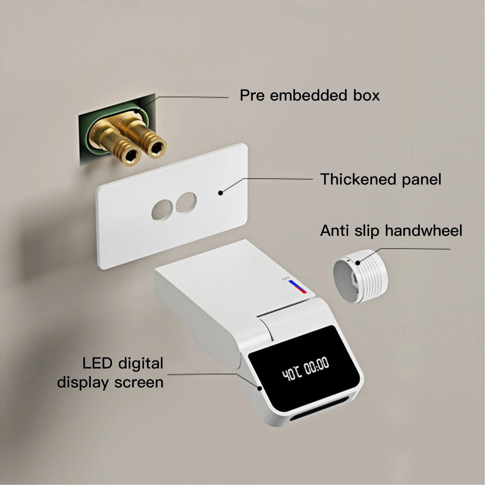 Luxury brass white bathroom faucet with wall mounted design LED digital display Hot and Cold dual control Simple washbasin Mixer - https://mohammadcollection.com