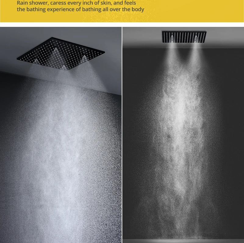 Luxury 16/20 inch rainfall mist spray LED shower head set with side massage jets and temperature control by šš ššš š¹šššš š»ļæ½