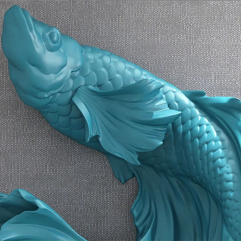 Nordic Home Wall Decor 85cm Fighting Fish Statue Sculpture Feng Shui Decoration Modern Living Room Porch 3D Wall Art Decoration - 𝕄𝕮 𝕋𝕙𝕖 𝔹𝕝𝕒𝕔𝕜 𝔻𝕚𝕒𝕞𝕠𝕟𝕕