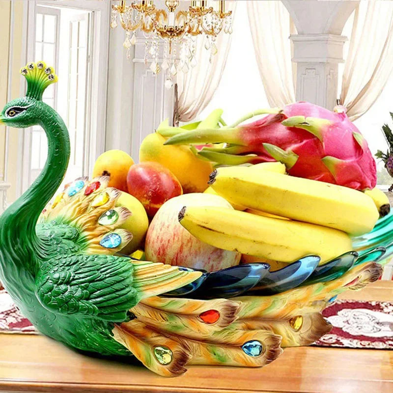 European style peacock fruit candy plate by MC THE BLACK DIAMOND, decorative ceramic tray for dry fruits, snacks, and home decor.