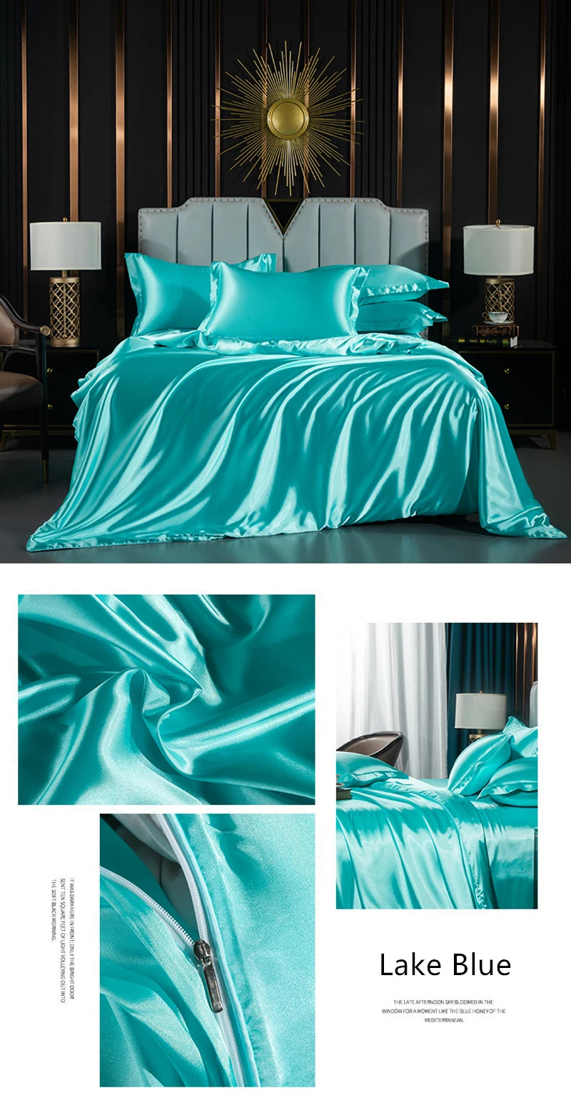 Luxury silk bedding set with duvet cover, fitted sheet, flat sheet, and pillowcases in king and queen sizes by ๐๐ ๐๐๐ ๐น๐๐๐๐ ๐ป