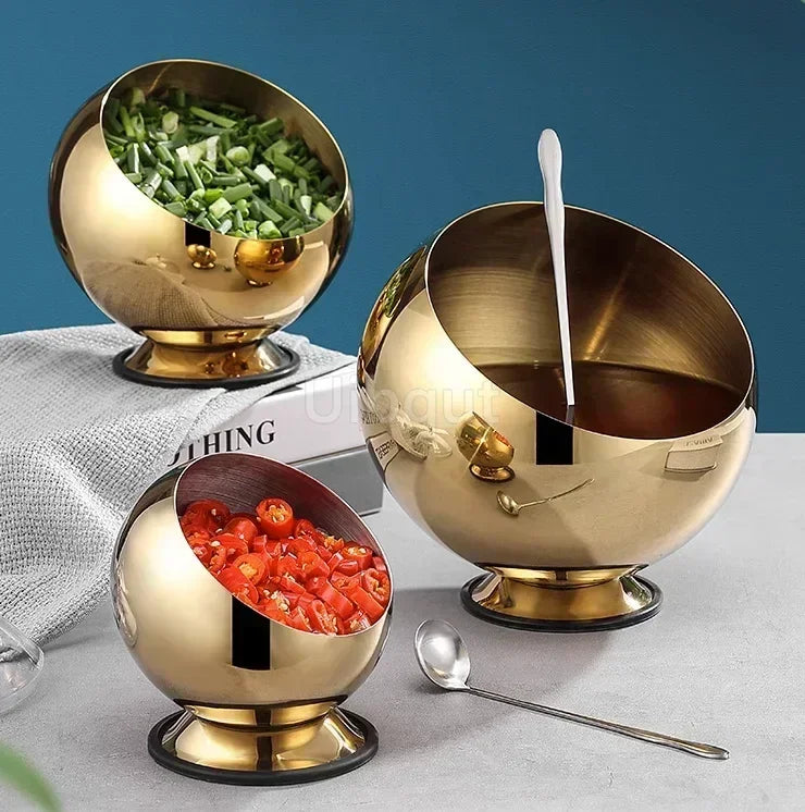 Stainless steel oblique-mouthed sauce bowl with lid, ideal for hot pots, salads, and seasonings, by 𝕄𝕔 𝕋𝕙𝕖 𝔹𝕝𝕒𝕔𝕜 �
