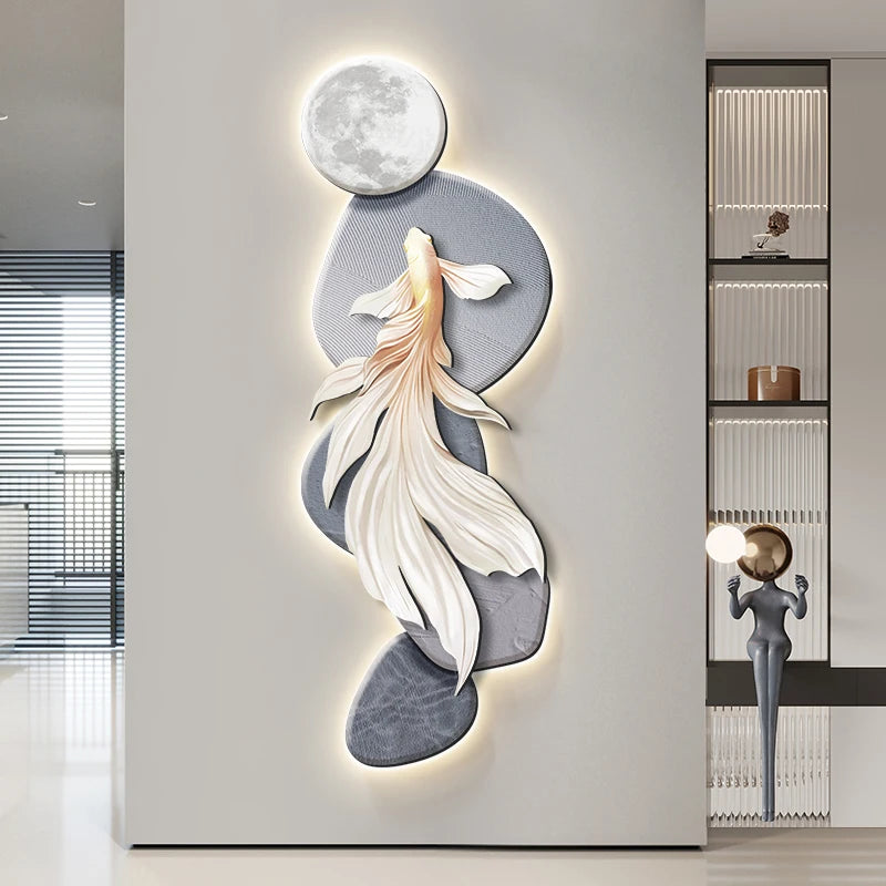 3D koi wall decoration painting poster by MC THE BLACK DIAMOND, featuring vibrant koi fish artwork for interior decor.