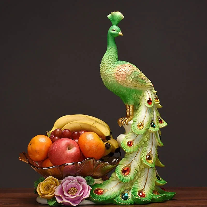 European-style peacock fruit candy plate by MC THE BLACK DIAMOND, decorative ceramic tray for dry fruits and snacks in living room decor.