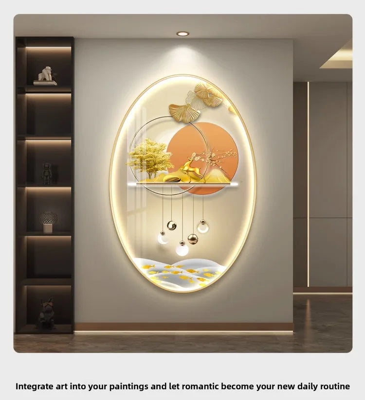 Light Luxury Wall Art Nine Fish Picture Entrance Wall Decor Aesthetic High End Living Room Corridor Luminous LED Light Painting - ๐๐ฎ ๐๐๐ ๐น๐๐๐๐ ๐ป๐๐๐๐ ๐๐