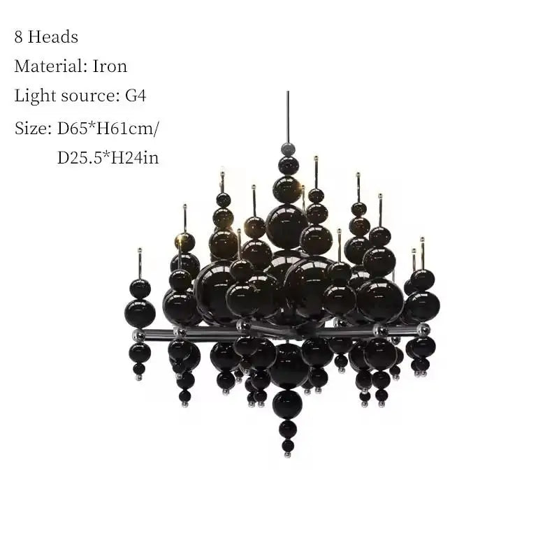 Luxury black chandelier by MC THE BLACK DIAMOND featuring tear-shaped moon design, ideal for living rooms and dining areas.