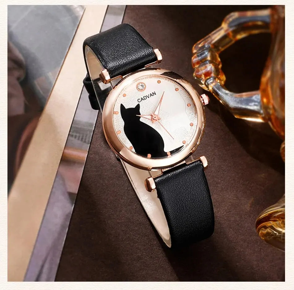Six women's fashion quartz watches from MC The Black Diamonds jewelry set, featuring stylish designs with black accents.