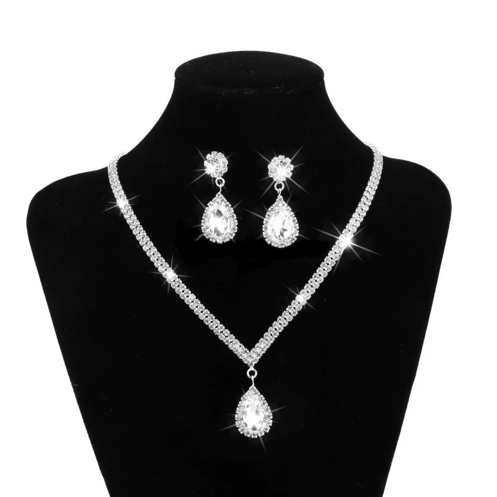 MC THE BLACK DIAMOND wedding season jewelry set with copper claw chain water drop necklace, earrings, and bracelet.