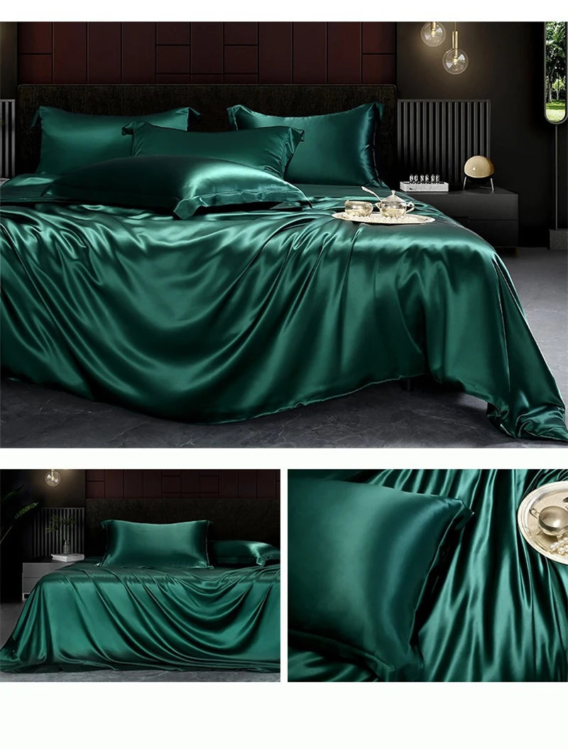 Solid silk bedding set with duvet cover, sheets, pillowcases, and bedspreads by ๐๐ฎ ๐๐๐ ๐น๐๐๐๐ ๐ป๐๏ฟฝ