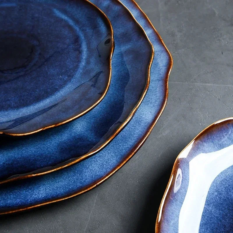 Deep blue ceramic flat plate by 𝕄𝕔 𝕋𝕙𝕖 𝔹𝕝𝕒𝕔𝕜 𝔻𝕚𝕒𝕞𝕠𝕟�