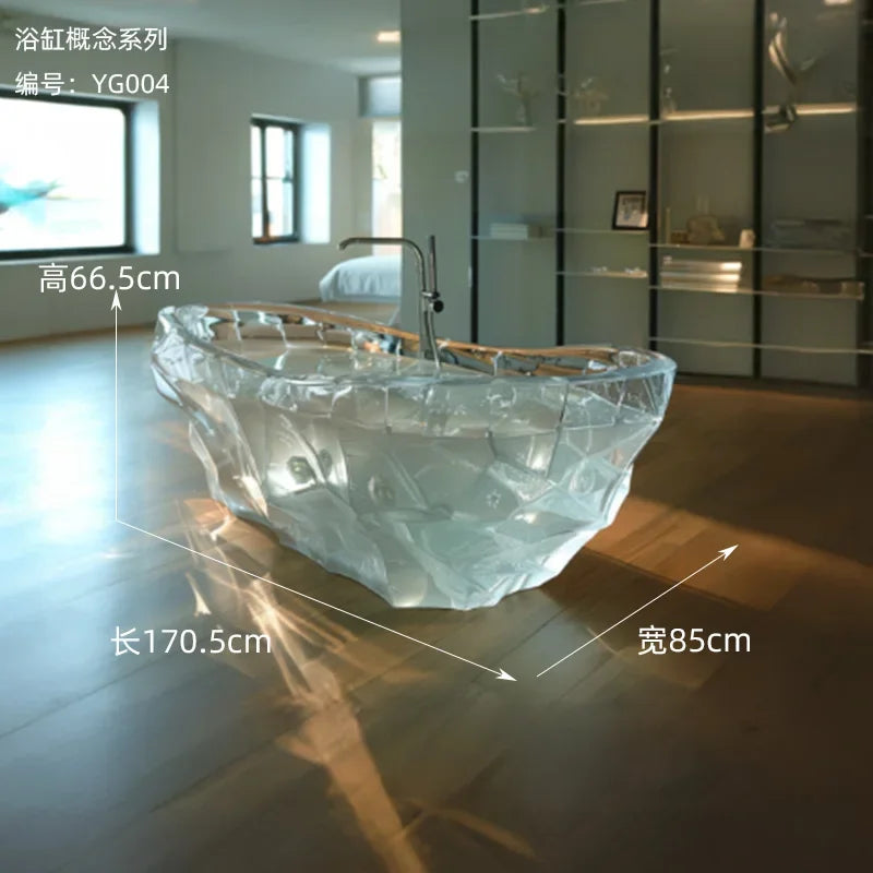 Y Transparent bathtub AI concept couple freestanding crystal corrugated resin bathtub - https://mohammadcollection.com