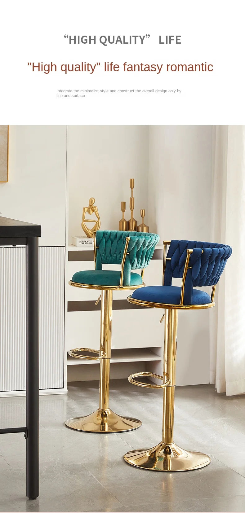 Rotating Lifting Bar Chair, High Foot Stool, Nordic Furniture, Backrest, Velvet Bar Stool, Bar Stools For Kitchen, Counter Stool - ๐๐ฎ ๐๐๐ ๐น๐๐๐๐ ๐ป๐๐๐๐ ๐๐