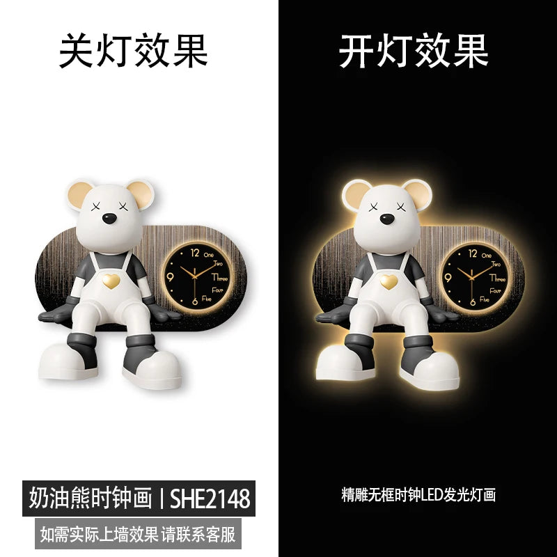 Creative Living Room Decoration Wall Clock Modern Design Cartoon Bear LED Clock Wall Painting Children Room Clock Luminous Mute - ๐๐ฎ ๐๐๐ ๐น๐๐๐๐ ๐ป๐๐๐๐ ๐๐