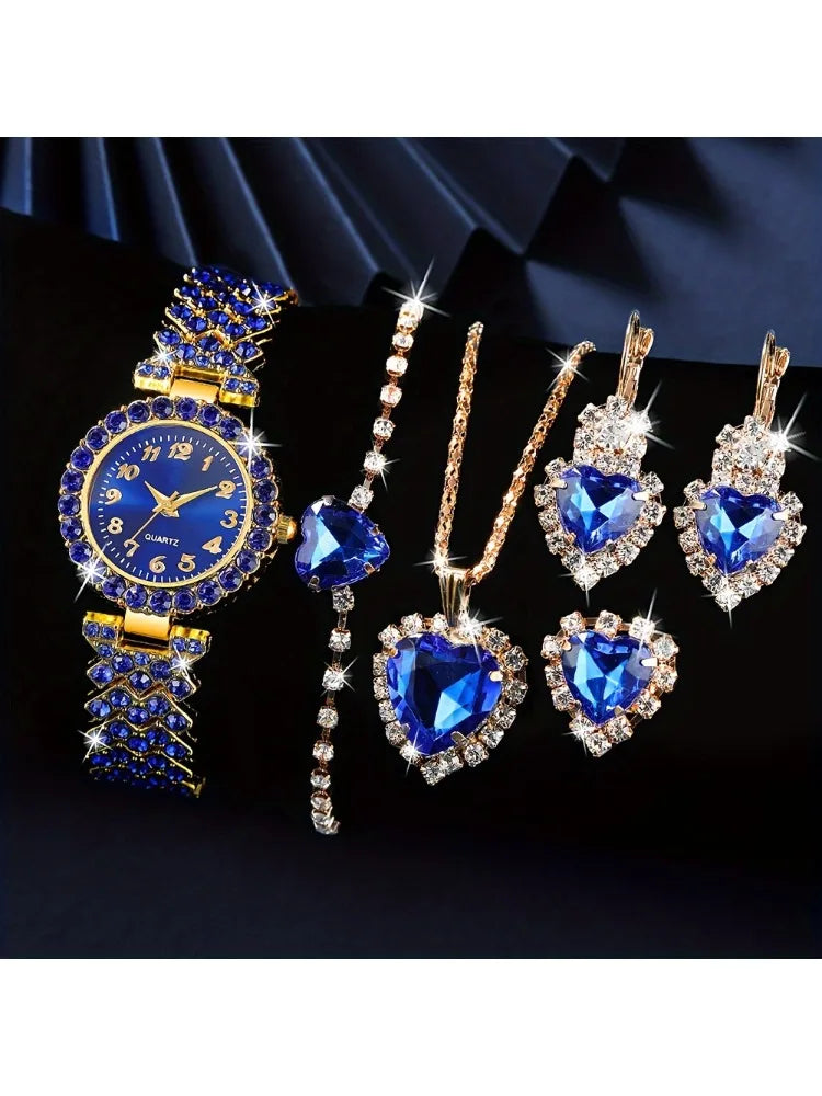 Fashionable women's quartz watch set by MC THE BLACK DIAMOND featuring a stylish watch with a sleek design and elegant details.