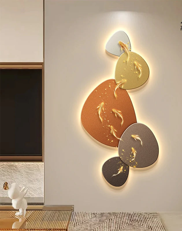 Home Art Decor Nine Fish Map Lamp painting Light Luxury Corridor Aisle Wall Decoration Luminous Murals High-end Hanging Painting - ๐๐ฎ ๐๐๐ ๐น๐๐๐๐ ๐ป๐๐๐๐ ๐๐