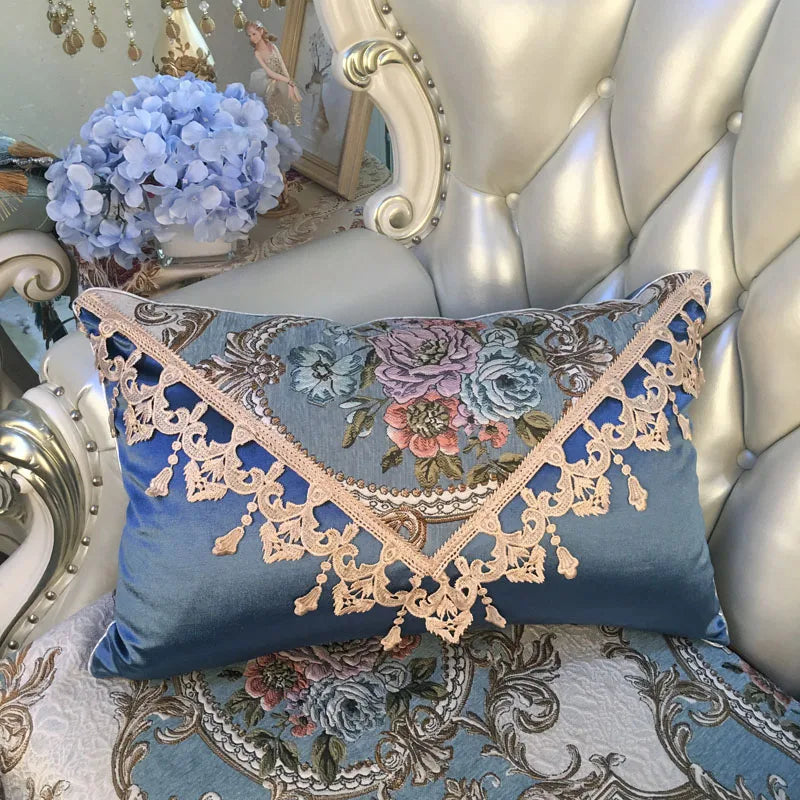 European luxury Jacquard tassel lace sofa pillow cover with decorative rectangular cushion by ๐๐ ๐๐๐ ๐น๐๐๐๐ ๐ป๐๐๏ฟฝ