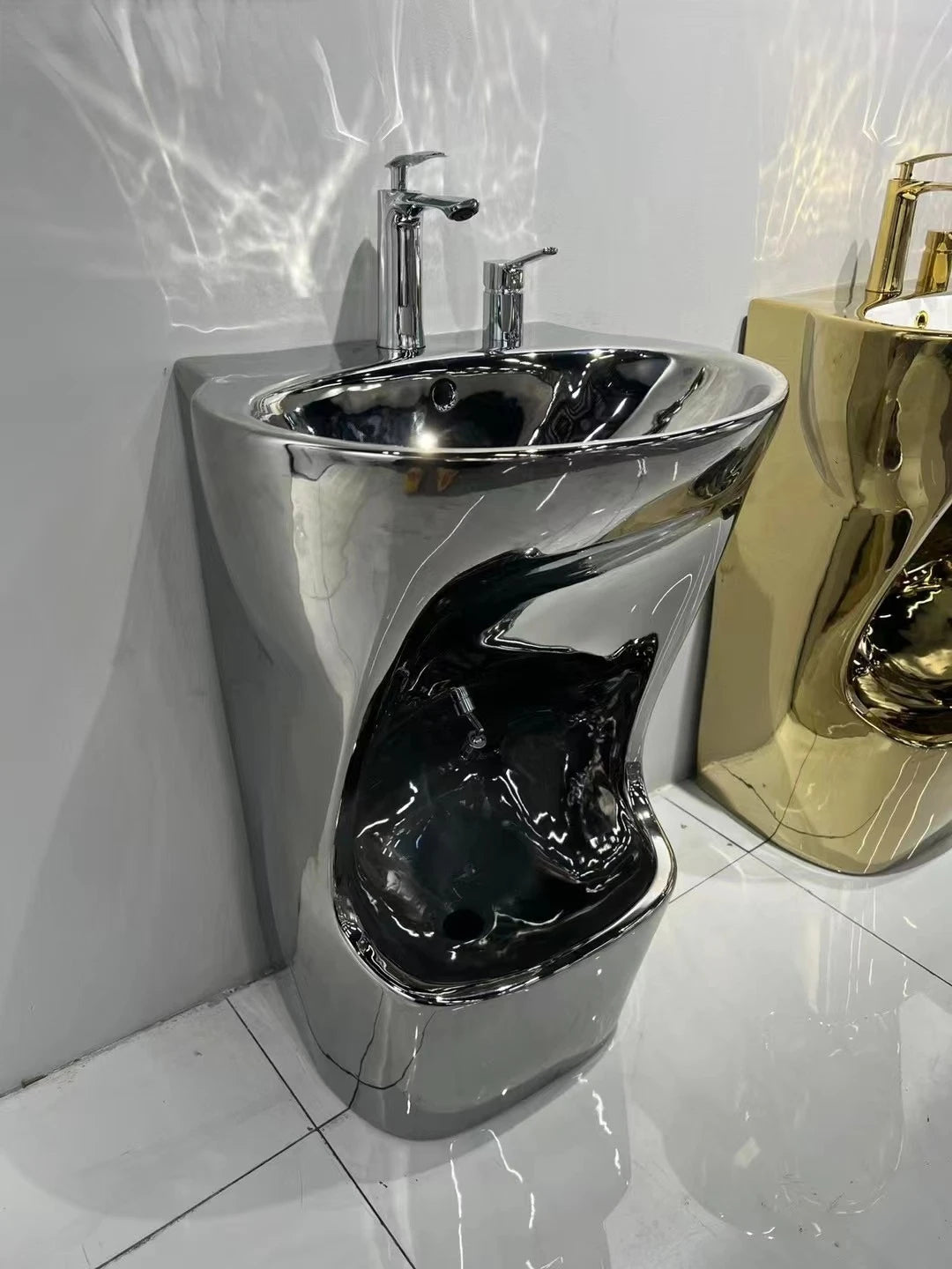 modern high-gloss veneer square ceramic foot basin export non-slip