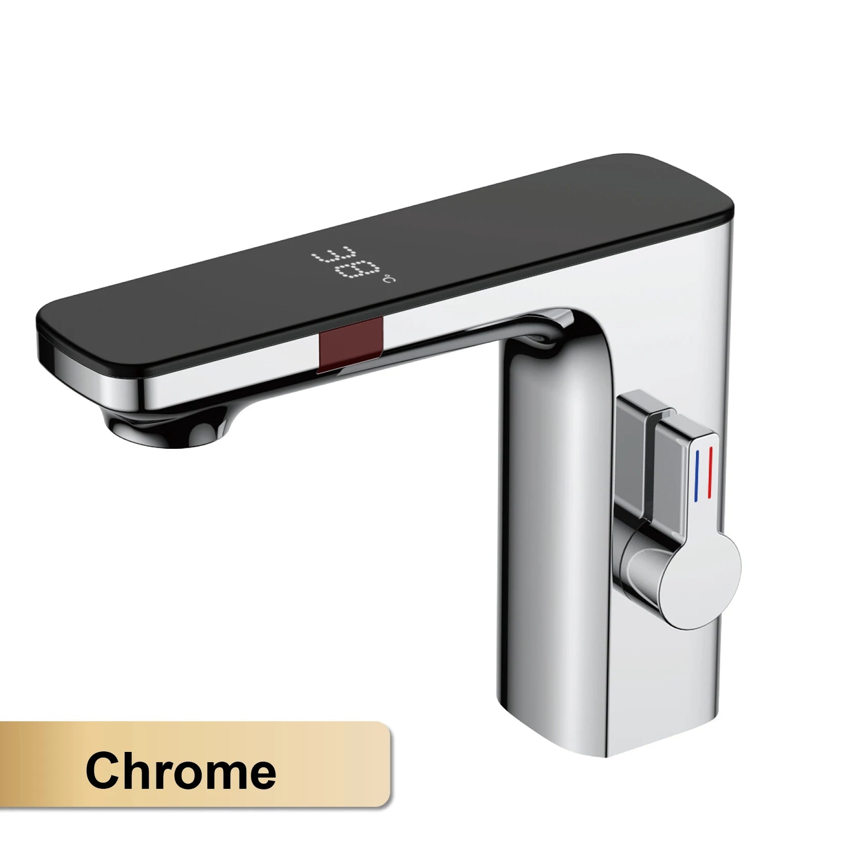 White intelligent brass bathroom faucet induction design LED light temperature display 1 hole single handle cold & hot basin Tap - https://mohammadcollection.com