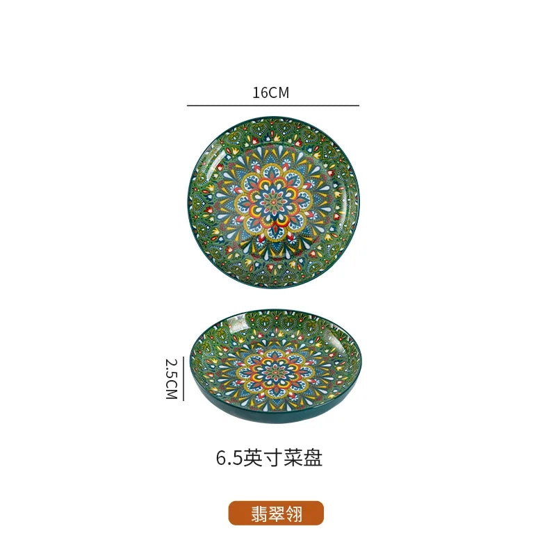Bohemia ceramic rice bowl serving plate with intricate black diamond design, crafted by 𝕄𝕔 𝕋𝕙𝕖 𝔹𝕝𝕒𝕔𝕜 𝔻𝕚𝕒�