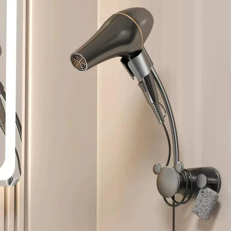 Hair Dryer Holder Bathroom Shelf Without Drilling Adjustable Wall Hanging Free Of Hands Universal Storage Rack Bathroom Shelf - https://mohammadcollection.com