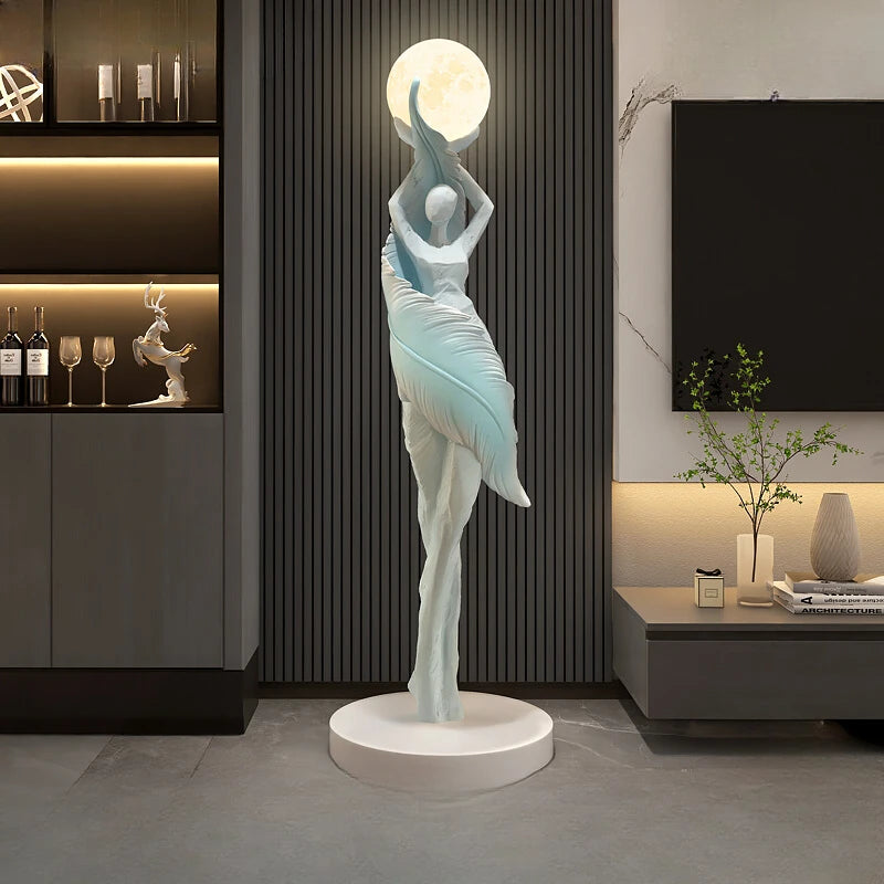 Modern HomeDecor Abstract Feather Girl Art Sculpture Ornament Large Size Figure Statue Living Room Floor Decor Resin Crafts Gift - https://mohammadcollection.com