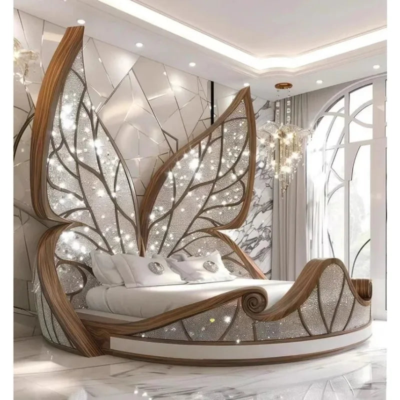 Princess Butterfly Bed Villa Solid wood 2m bed 15 high French luxury bed bedroom custom - https://mohammadcollection.com