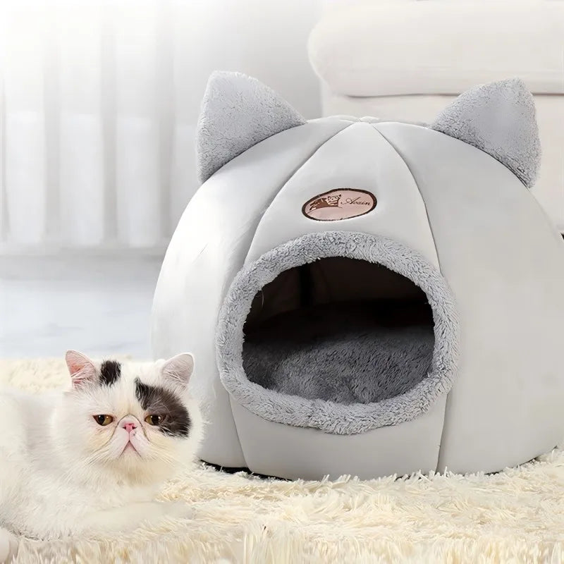 Pet bed with cat ears cat bed for small medium large cats Keep warm in winter Comfortable and soft Machine washable - https://mohammadcollection.com