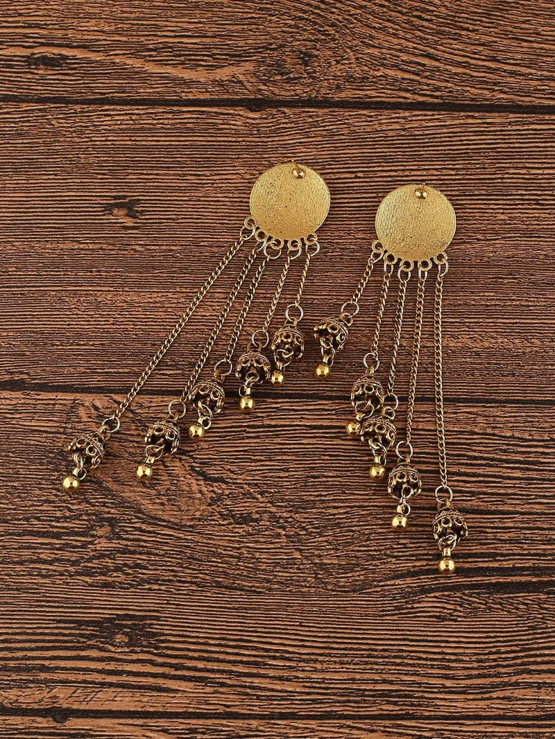 Vintage ethnic bell earrings with tassels and floral design from 𝕄𝕔 𝕋𝕙𝕖 𝔹𝕝𝕒𝕔𝕜 𝔻𝕚𝕒𝕞𝕠