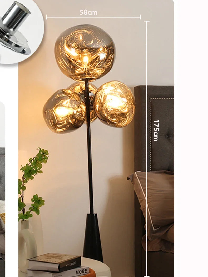 Luxury-simplified MC The Black Diamond floor lamp in a living room setting, featuring sleek design and modern aesthetic.
