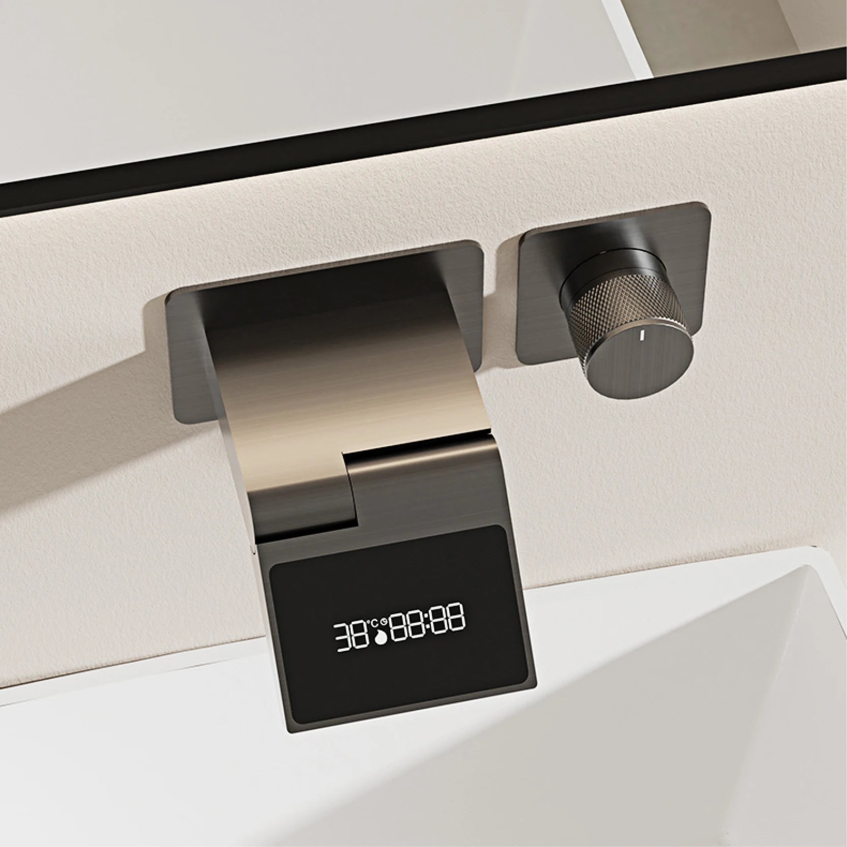 Intelligent black brass bathroom faucet with LED digital display design Hidden single handle cold & hot 2 control wash basin Tap - https://mohammadcollection.com