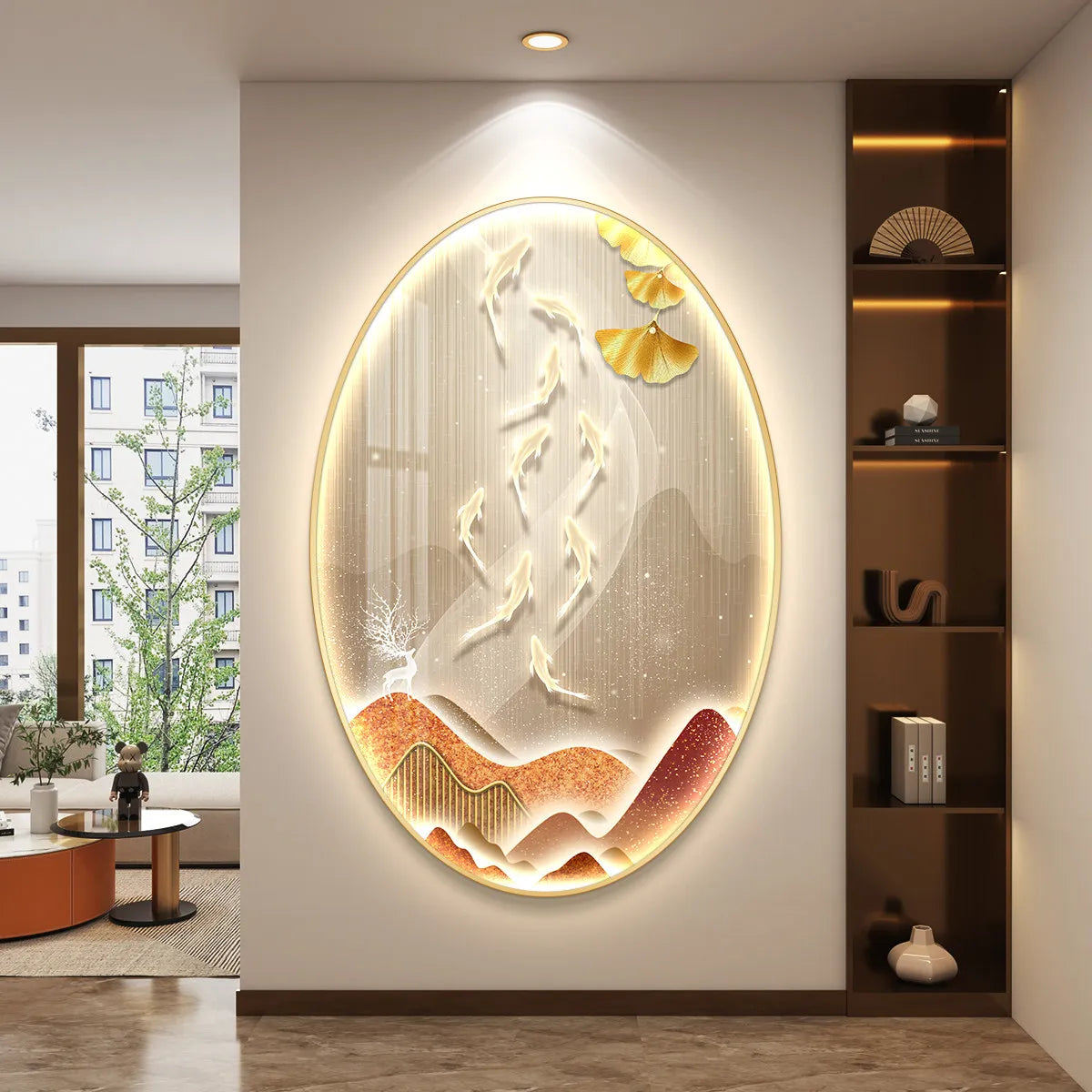 Light Luxury Wall Art Nine Fish Picture Entrance Wall Decor Aesthetic High End Living Room Corridor Luminous LED Light Painting - ๐๐ฎ ๐๐๐ ๐น๐๐๐๐ ๐ป๐๐๐๐ ๐๐