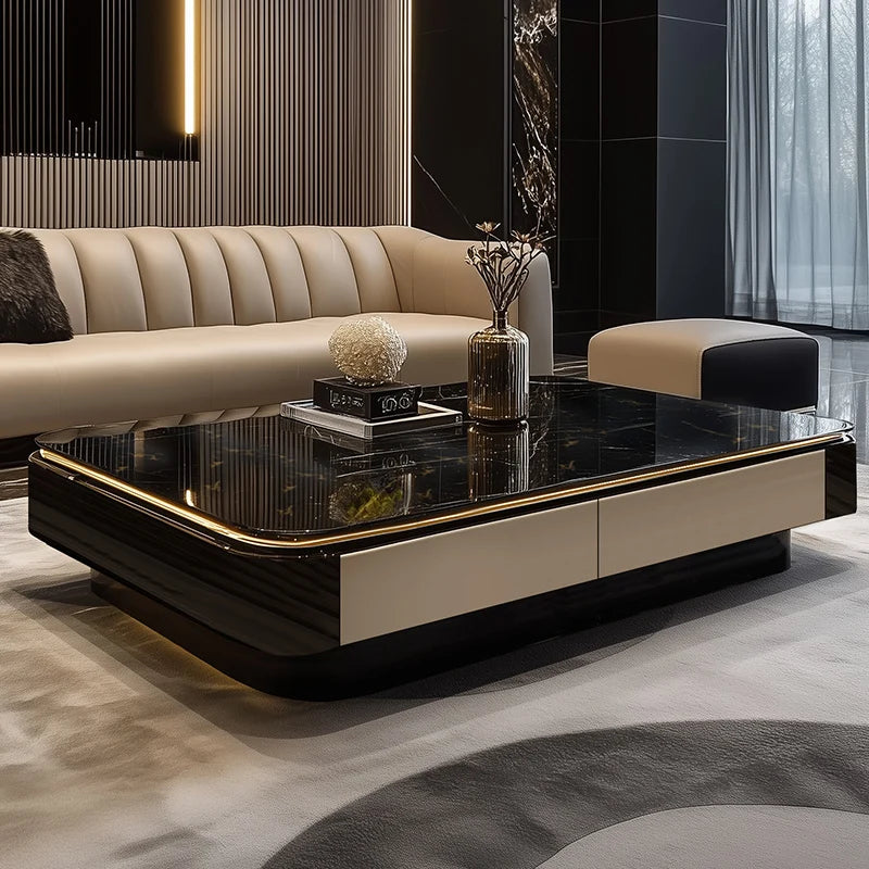 Modern minimalist black glass table with slate microcrystalline stone top by ๐๐ ๐๐๐ ๐น๐๐๐๐ ๐ป๐๐๐๏ฟฝ