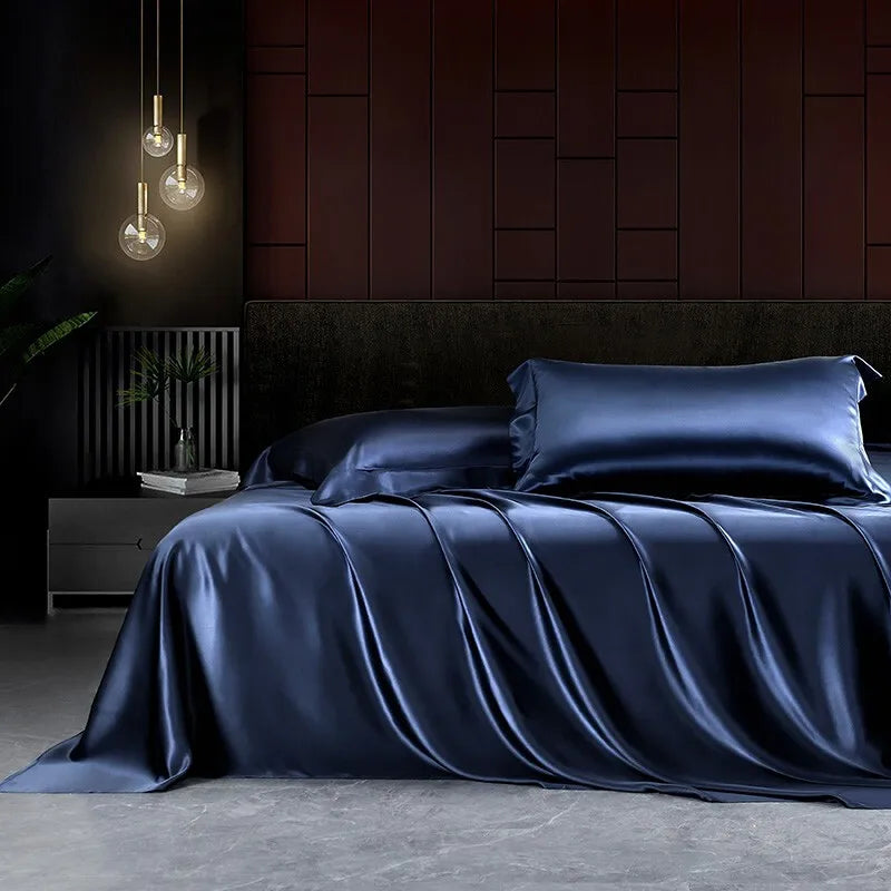 Solid silk bedding set with duvet cover, fitted sheet, pillowcases, and bedspreads for single or double beds by ๐๐ ๐๐๐ ๐น๐๐๐๐ ๏ฟฝ