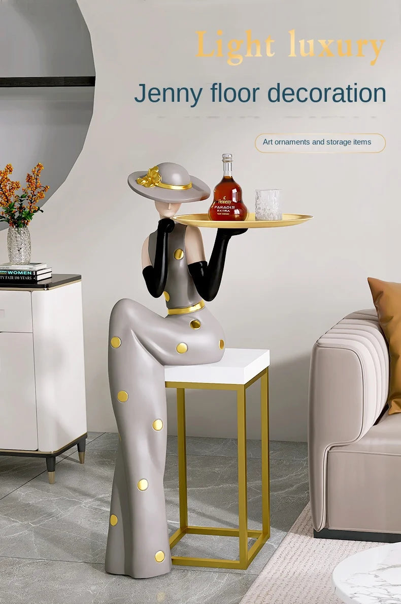 Large MC THE BLACK DIAMOND art figurine for living room or foyer decor, adds elegant touch to floor or TV cabinet decoration.
