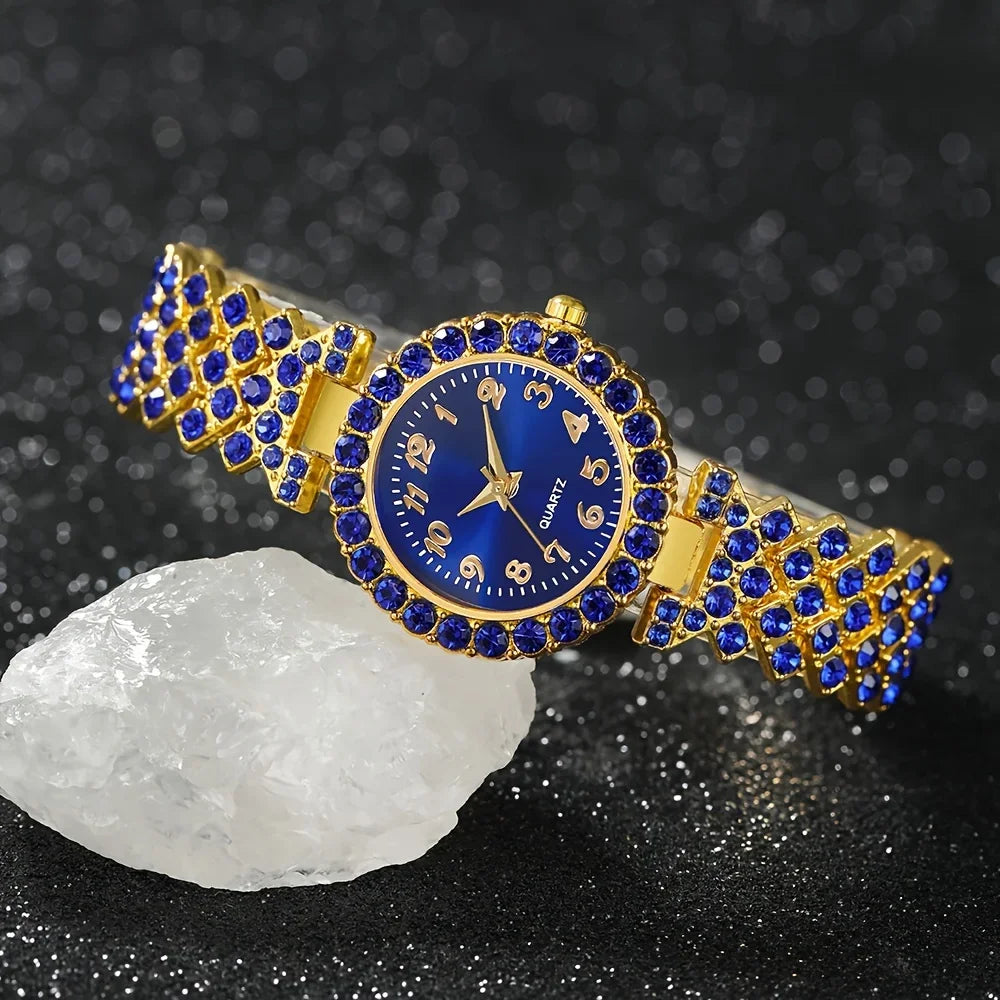 Fashionable women's quartz watch set by MC THE BLACK DIAMOND featuring a stylish watch with a sleek design.