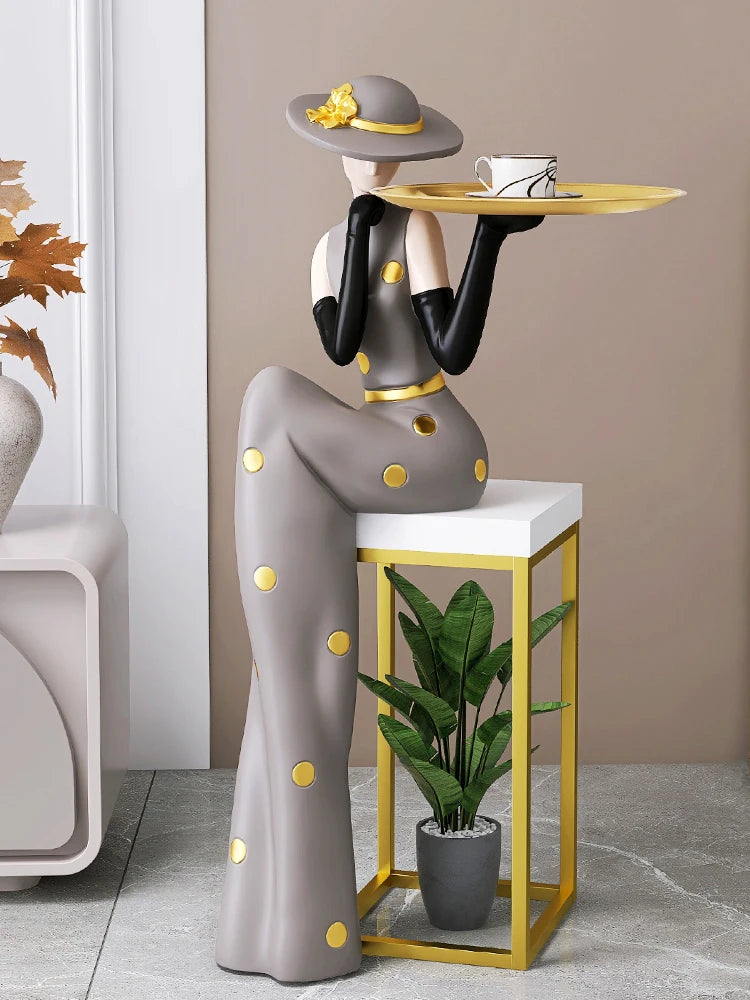 Light Luxury Art Figure Large Floor to Floor Decoration Tray Living Room foyer TV Cabinet Sofa Next to Home Decoration - https://mohammadcollection.com