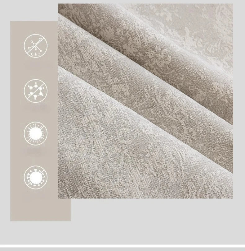 New Relief Jacquard Beige Chenille Curtains for Living Rooms Bedrooms Balconies Villas Custom Window Screens Valance - https://mohammadcollection.com