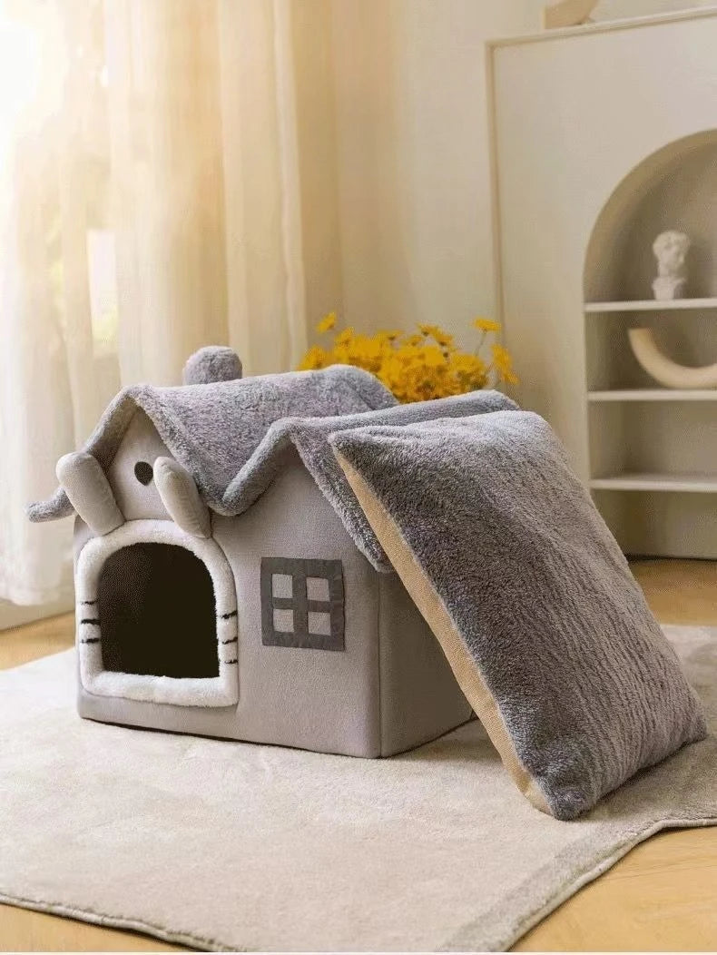 Foldable 3kg puppy house and small dog kennel bed by MC THE BLACK DIAMOND, featuring a compact, cozy cat condo house design.
